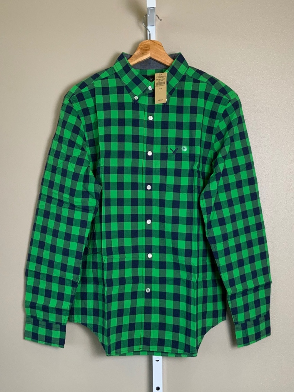 American Eagle Outfitters Classic Plaid Gingham Buffalo Check Button Down Shirt